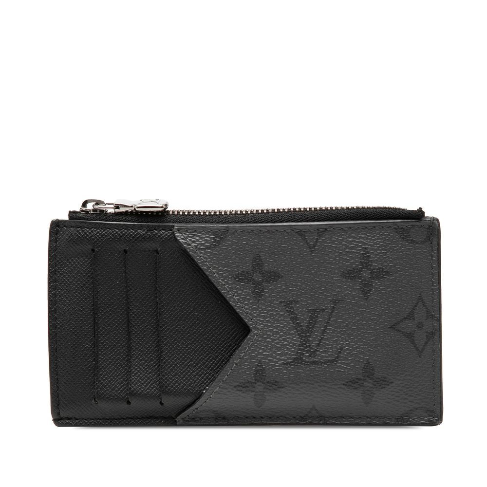Pre-Loved Louis Vuitton Monogram Eclipse Reverse Taigarama Coin Card Holder - Picture 1 of 6